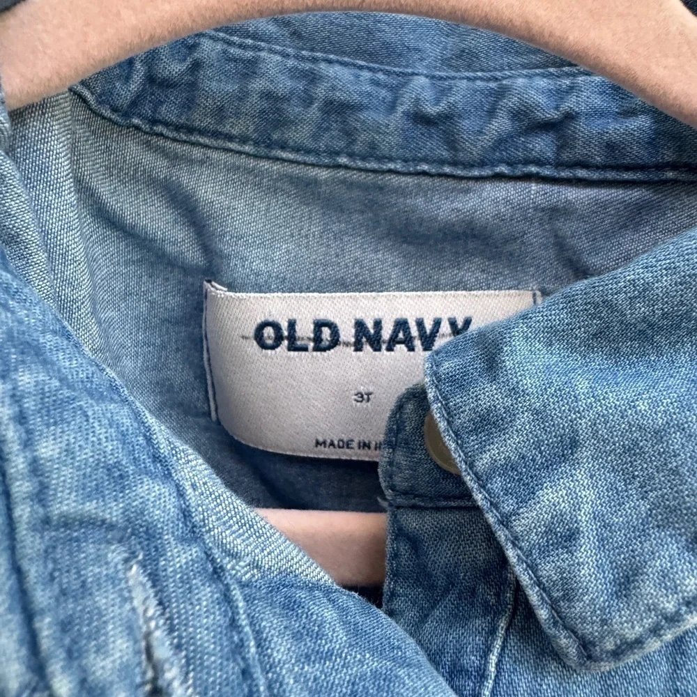 Old Navy 3T Girls Blue Denim Long Sleeve Button Down Kids Dress